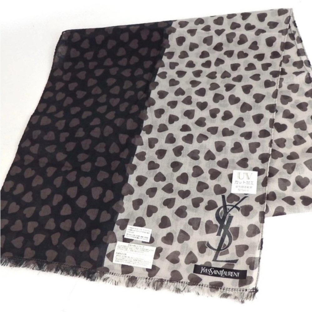 YVES SAINT LAURENT Two-Tone Heart Print Scarf